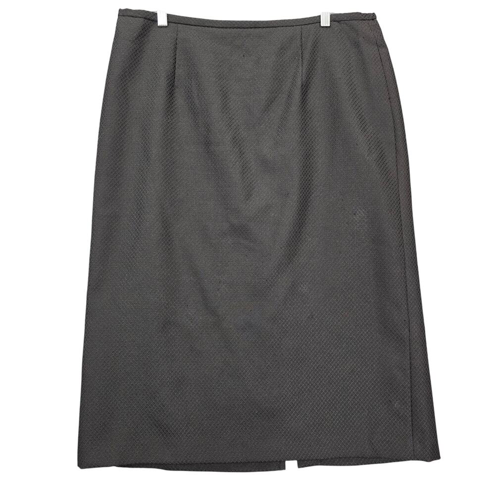 Voir Suit Black Midi Skirt Textured Pencil Aline Lined Women's Plus Size 16W Zip